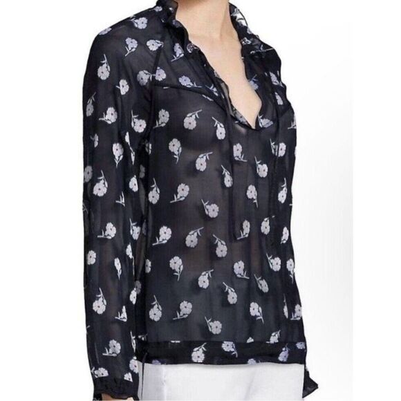 Rag & Bone Silk Blend Sheer Blouse - Picture 1 of 11